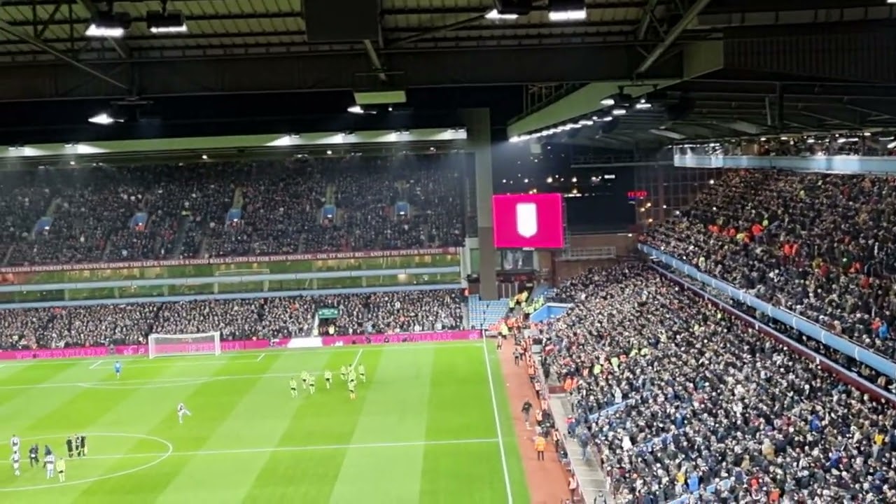 Holte End atmosphere before the start of Villa vs Arsenal