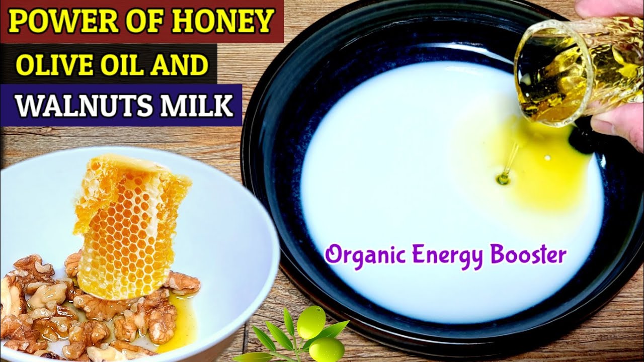 Pour Olive Oil And Honey Into the Milk Olive Oil And Honey With