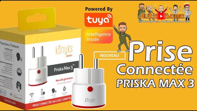 Konyks Prise connectée extérieure Pluviose Easy EU - WiFi + BT, IP 55, 16A,  3680W, Compteur de consommation, Compatible Alexa et Google Home