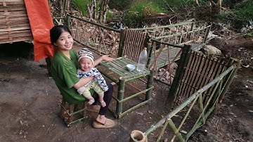 Single Mom Builds a Bamboo Table and Upgrades the Bridge Railing in the Forest