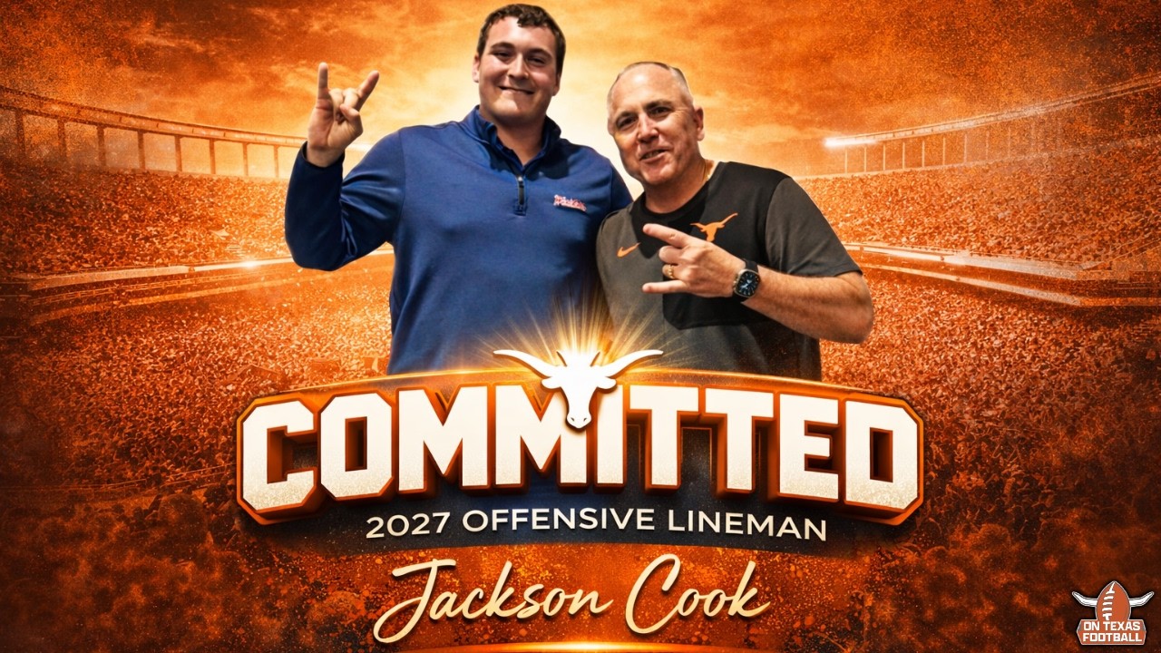Jackson Cook BREAKING: Jackson Cook COMMITS to Texas Football | 2027 Offensive ...