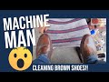 S2E67 machine man cleaning brown shoes Mexico/hombre maquina limpiando zapatos cafes Mx ASMR