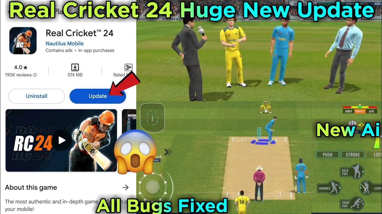 Real Cricket 24 Huge Update Launched || All Bugs Fixed, New Ai || Rc24 New Update Launched || 😱