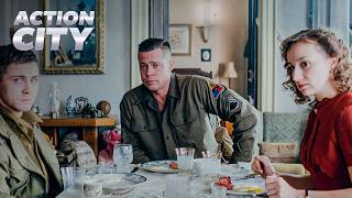 The Crew Mocks Norman At Breakfast Fury Brad Pitt, Logan Lerman