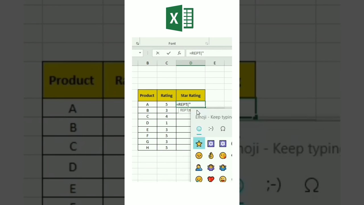 Star Rating in Excel ✨⭐✨ 