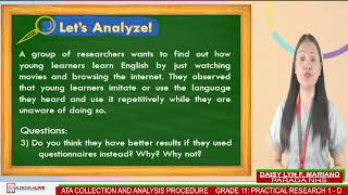 GRADE 11 PRACTICAL RESEARCH 1 (Q4-W4) - DATA COLLECTION AND ANALYSIS PROCEDURES