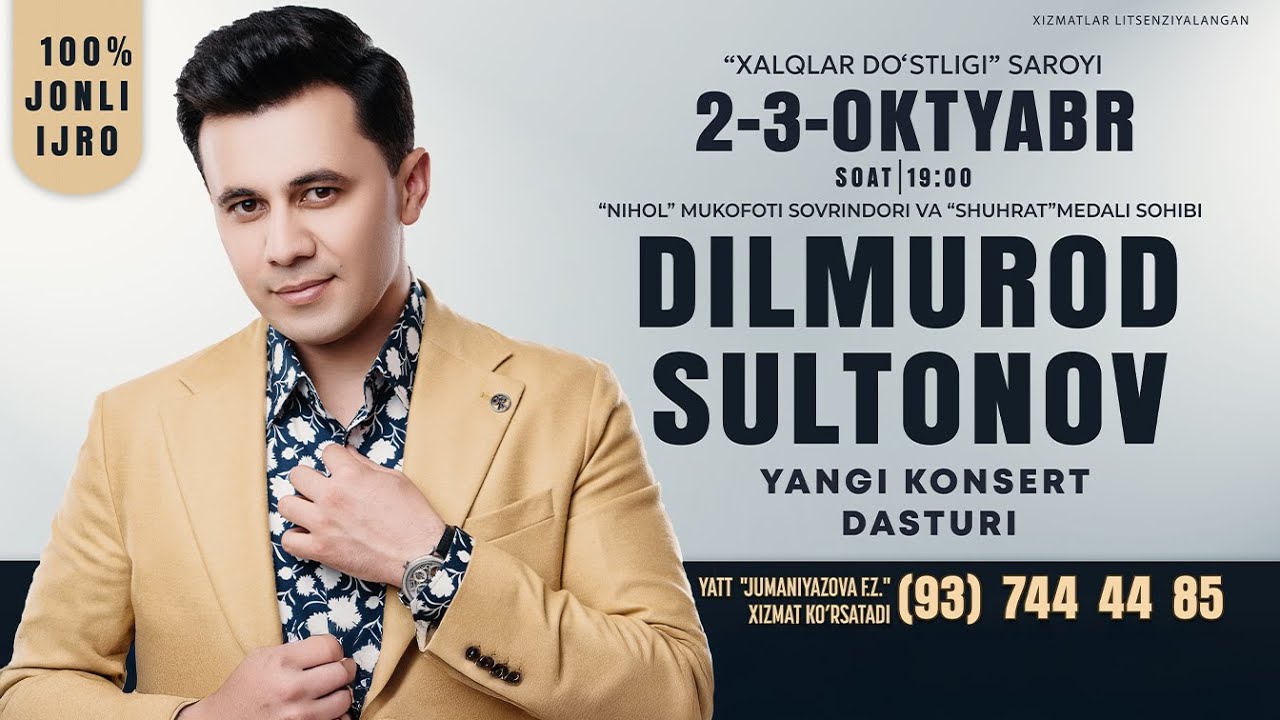 Dilmurod Sultonov - JONLI IJRO konsert dasturi 2024