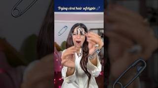 Trying viral safety pin 🧷 hair clip 😱 don't miss end 😡 #makeuptutorial #shorts #vlog #viralvideo