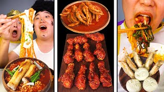 Spicy Buldak Stir Fried Ramen with Grilled Intestines, Fried chicken Mukbang Asmr