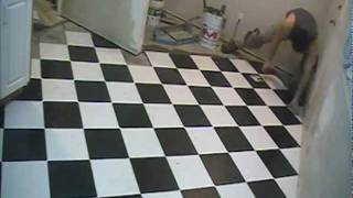 Checkerboard Floor Tile Installation 12" x 12" Diamond Pattern