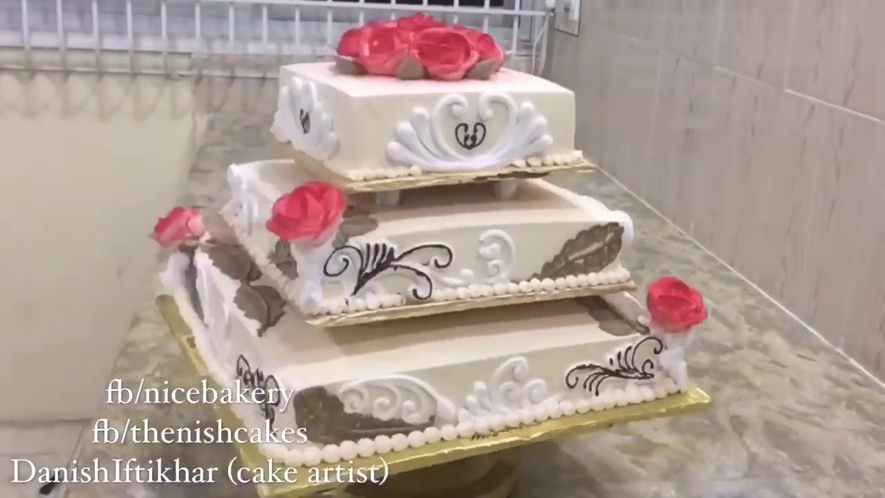3 tiers wedding  cake  with whipped  cream  YouTube