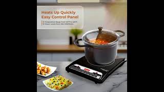 Cadlec CookMate 2000W Induction Cooktop with Crystal Glass | 7 Cooking Modes, Auto Shut-Off