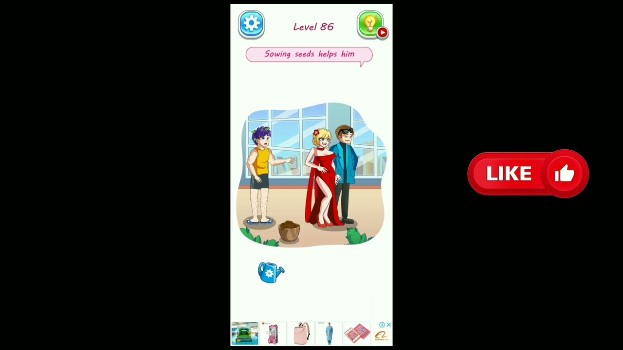 Brain Nurse Tricky Story Level 86 Sowing seeds help him