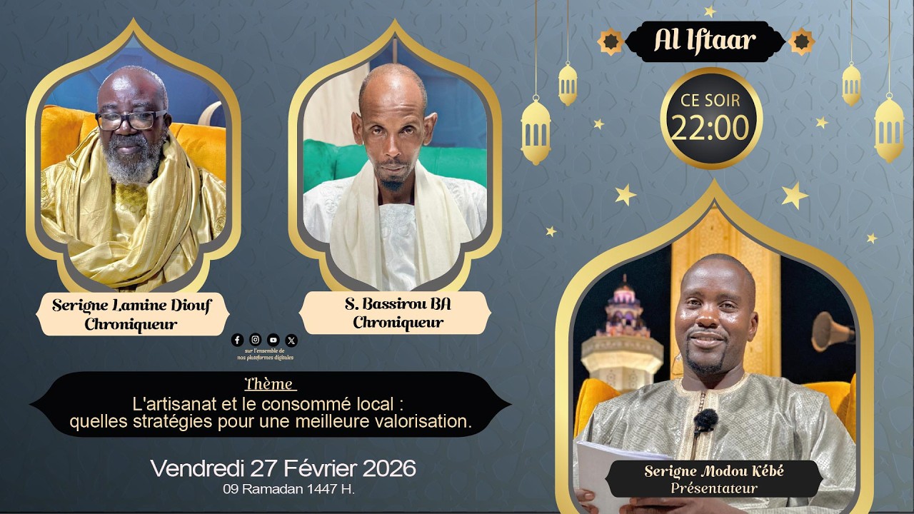 🔴Suivez en Direct AL Iftar | Jour 08- Ramadan 1447 H |Vendredi 27 Février 2026 | Al Mouridiyyah Tv:
