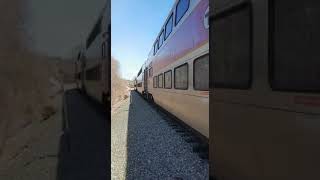 MBTA Commuter Rail cab car #1713 departs Forge Park Station 4/8/2023