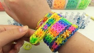 Браслет Звездочка. Плетение из резинок на станке / Rainbow loom Starburst instruction video(Пошаговая видео инструкция по плетению браслета 