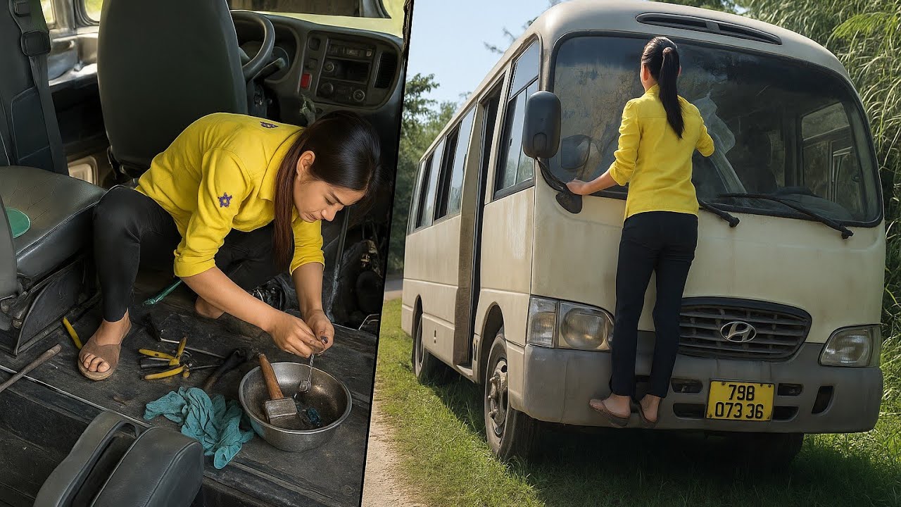 Single-handedly repaired and started a car abandoned on roadside | Abandoned bus repair | survival