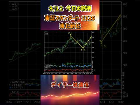 8月12日 今日の新高値ブレイク接近銘柄 東北新社 東証スタンダード 2329 個別株 上昇銘柄チャート