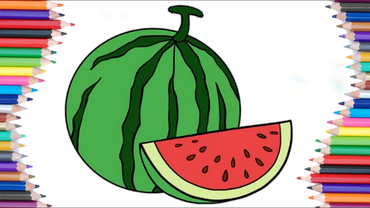 How To Draw Watermelon/Easy Watermelon Drawing For Kids/Toddlers/Step