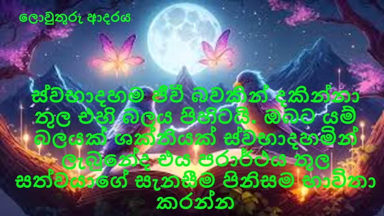ඔබට යම් බලයක් ශක්තියක් ස්වභාදහමින් ලැබුනේද එය පරාර්ථය තුල සත්වයාගේ සැනසීම පිනිසම භාවිතා කරන්න