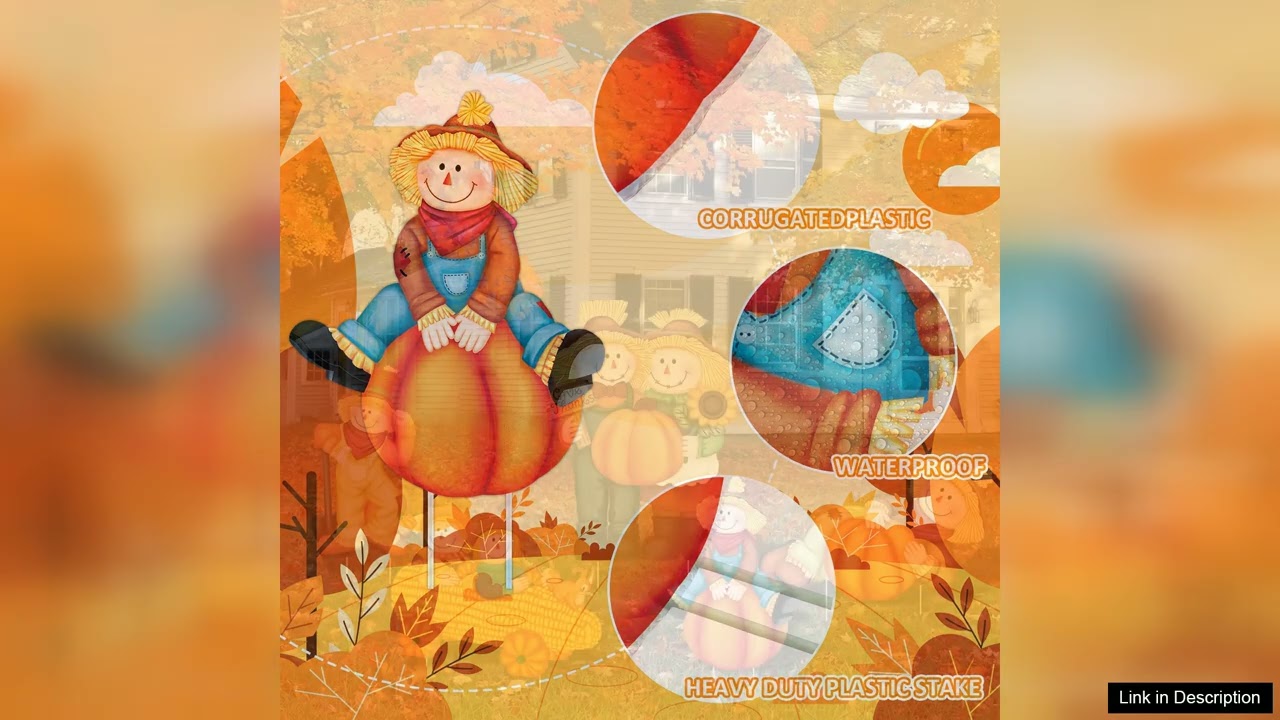 Осенние таблички Quera 5PCS на День благодарения, пугало из тыквы, пластиковый гофрированный картон