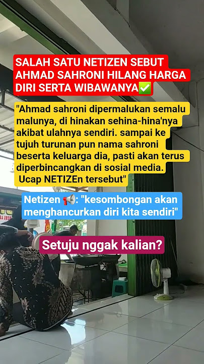 ahmad sahroni hilang harga dirinya