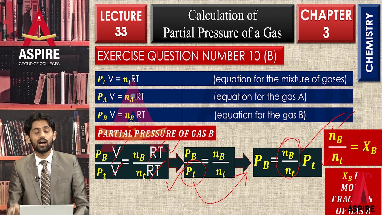 Lecture 35 Chemistry Dalton's Law, Example 6 And Exercise Question