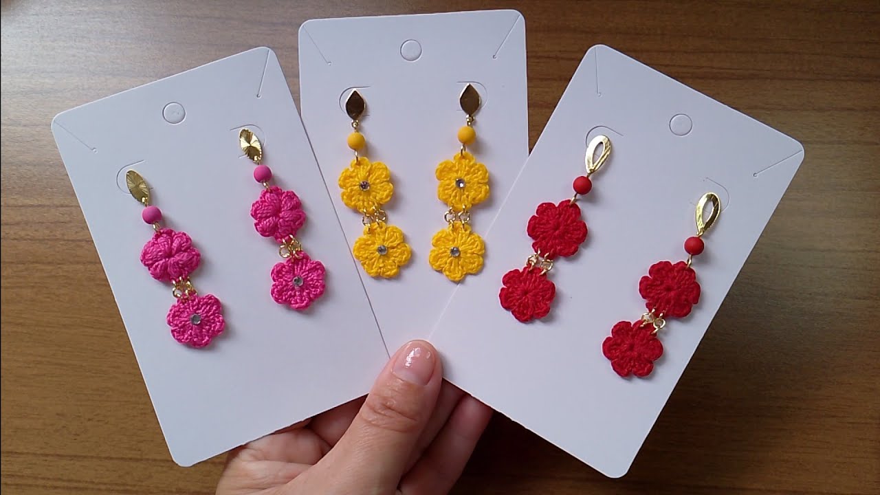 Brinco de crochê florzinha /passo a passo / fácil de fazer