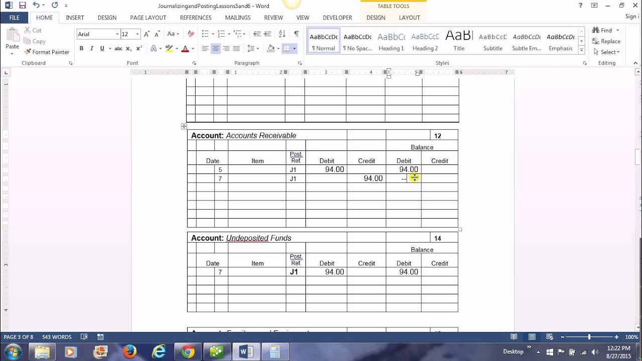 journalizing posting cash received