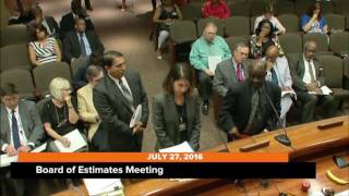 Board of Estimates; July 27, 2016 Board of Estimates; July 27, 2016