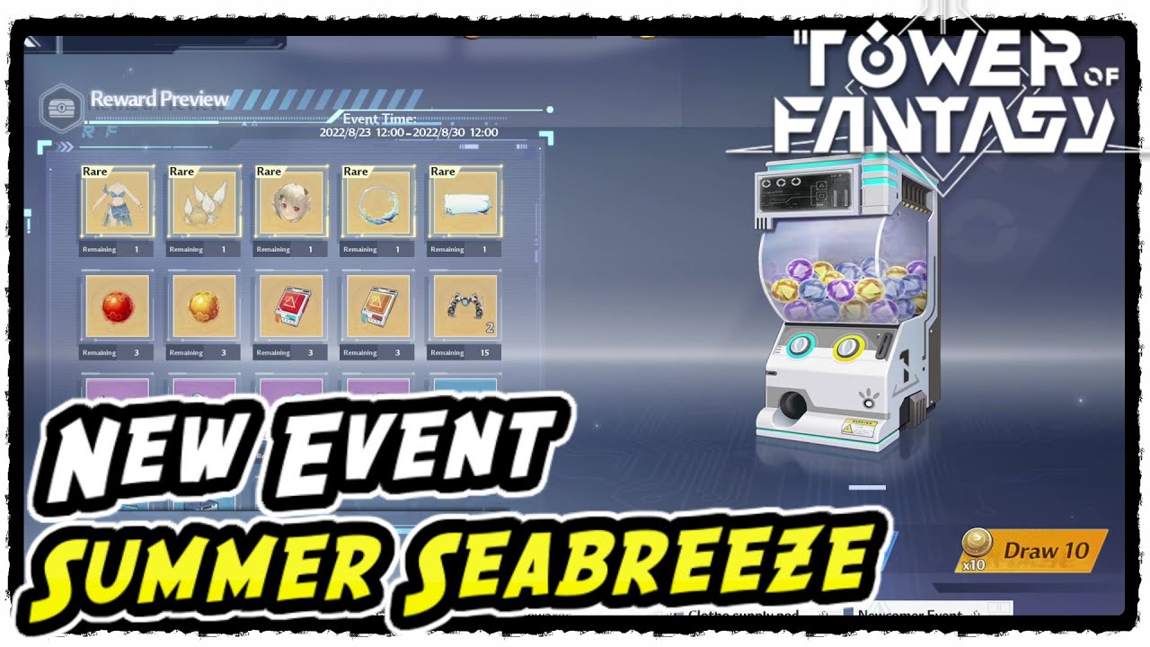 New Event Summer Seabreeze Gachapon Coins Tower of Fantasy
