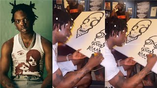 Rema Shows His Hidden Talent as He Draws Mind-blowing Portrait || Calm Down