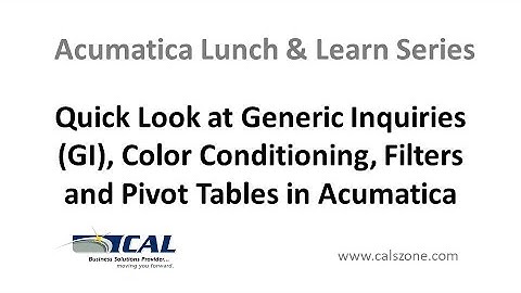 Quick Look at Generic Inquiries (GI), Color Conditioning, Filters and Pivot Tables in Acumatica