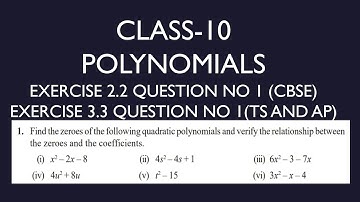 Polynomials Exercise 2.2 Question no 1 (CBSE)/ Exercise 3.3(Telangana and AP state board)