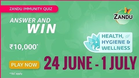 Amazon Zandu Immunity Quiz Answers Today | Win 10000 Amazon Pay Balance | 24 June