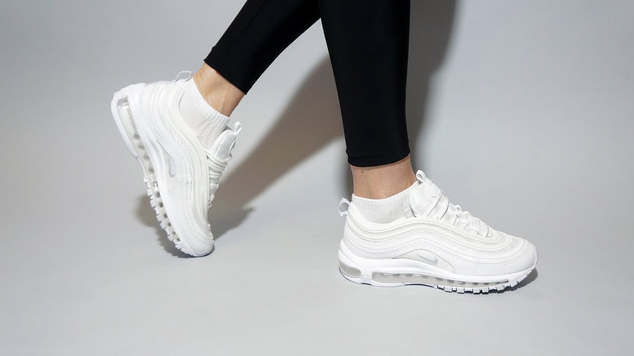 all white air max 97 on feet