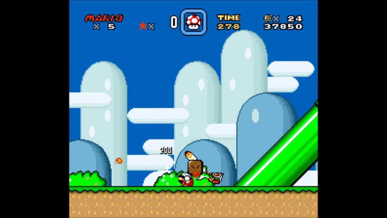 Super Mario World Glitch - Getting a Cape in Yoshis island 1