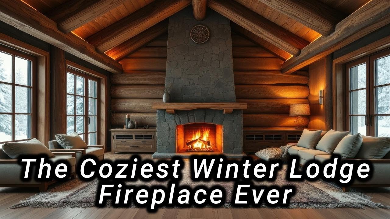 Cozy Winter Lodge Fireplace ❄️ Timeless Cabin Luxury & Snowfall Ambience