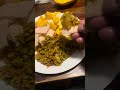 fried rice, sliced mango&rice chicken with prawn cracker.#food #yummy #dinner #godisgood
