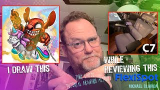 Flexispot C7 Ergonomic chair review by an artist & drawing of Disney Stitch mashed up with Deadpool