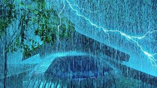 Beat Insomnia to Fall Asleep Fast with Strong Rainstorm &amp; Intense Thunder⚡ Night Thunderstorm Sounds