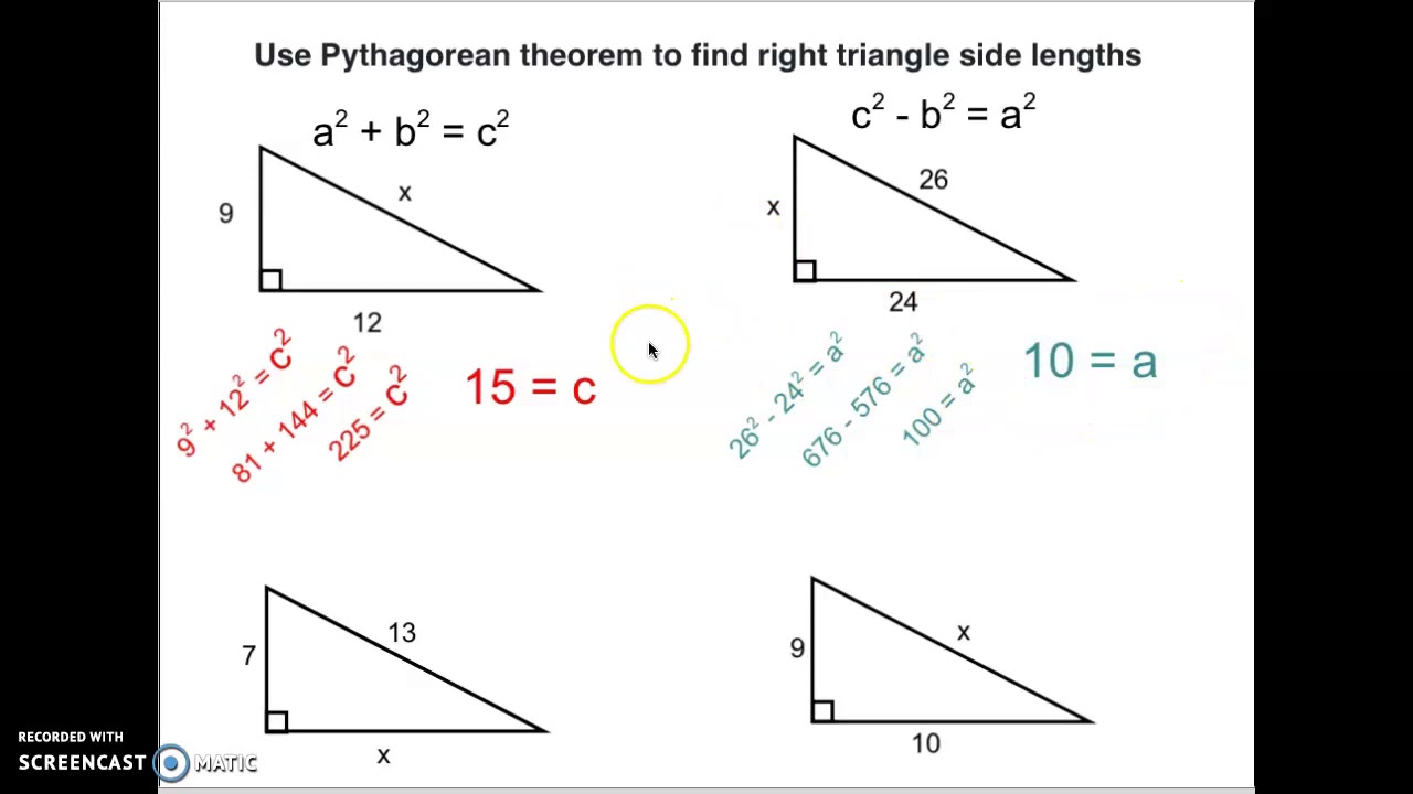 Using Pythagorean Theorem to Find Missing Side - YouTube