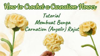 How to Crochet a Carnation Flower Easy Pattern | Tutorial Membuat Bunga Carnation Rajut
