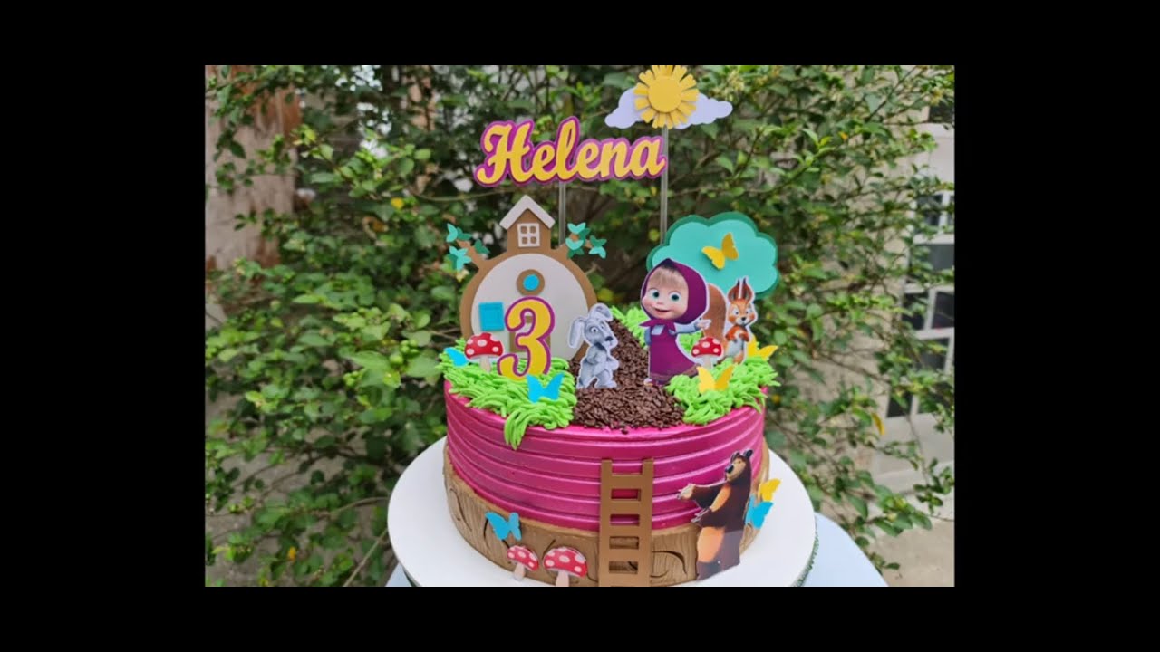 decoração de bolo da masha e o urso