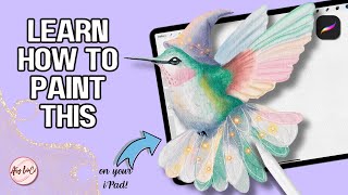 WATERCOLOR Hummingbird Fairy Tutorial on Procreate in EASY steps!