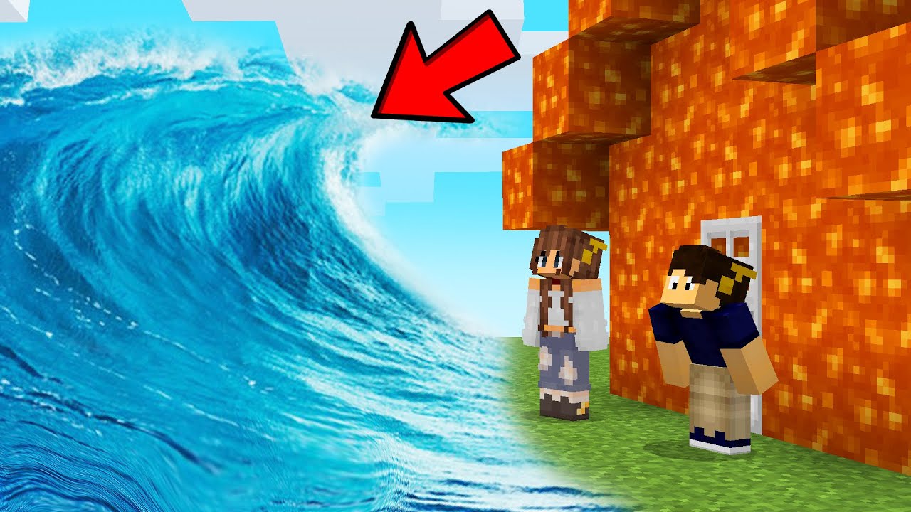 Casa Segura Vs TSUNAMI REALISTA no Minecraft