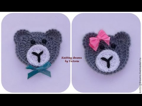 Аппликация крючком. Мишка. Мастер-класс. Сrochet bear applique Tutorial