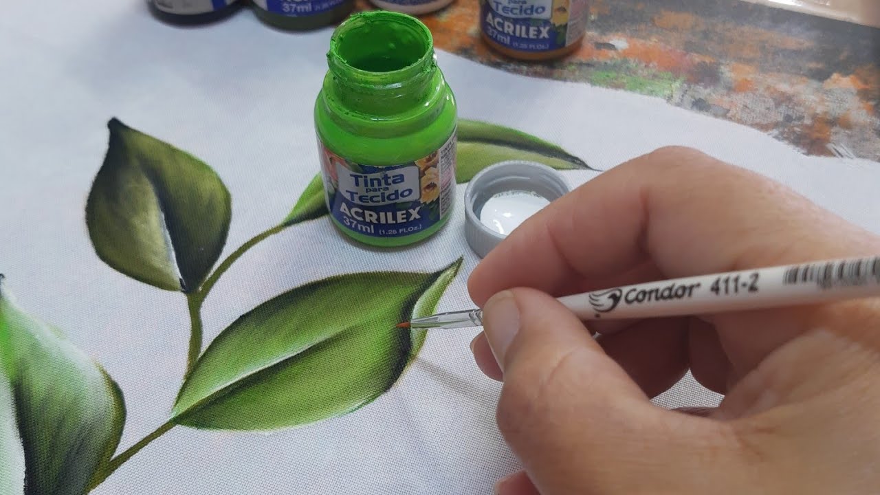 Aula 3 - aprendendo pintar folhas dobrada - Pintura para iniciantes