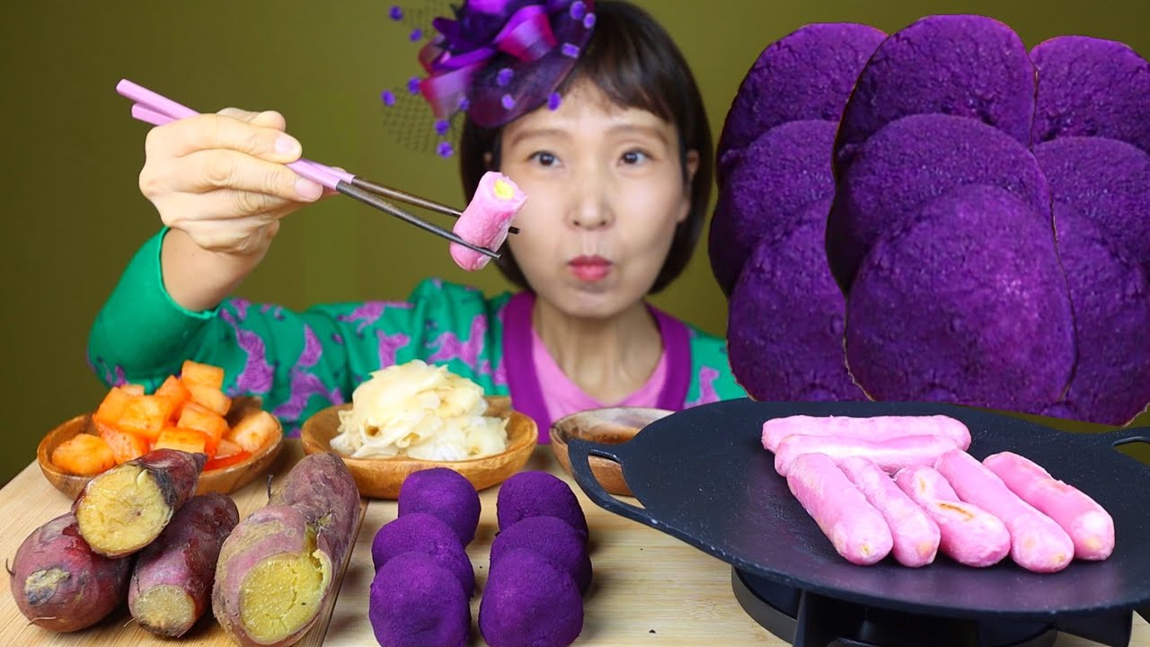 떡시리즈 고구마떡&군고구마 먹방 年糕吃播 モッパン ASMR KOREA VEGETARIAN TRADITIONAL TTEOK MUKBANG