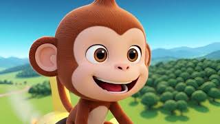 Kleiner Affe auf einer Bananen Rakete | Lustiges Kinderlied &amp; Cartoon Animation für Kinder